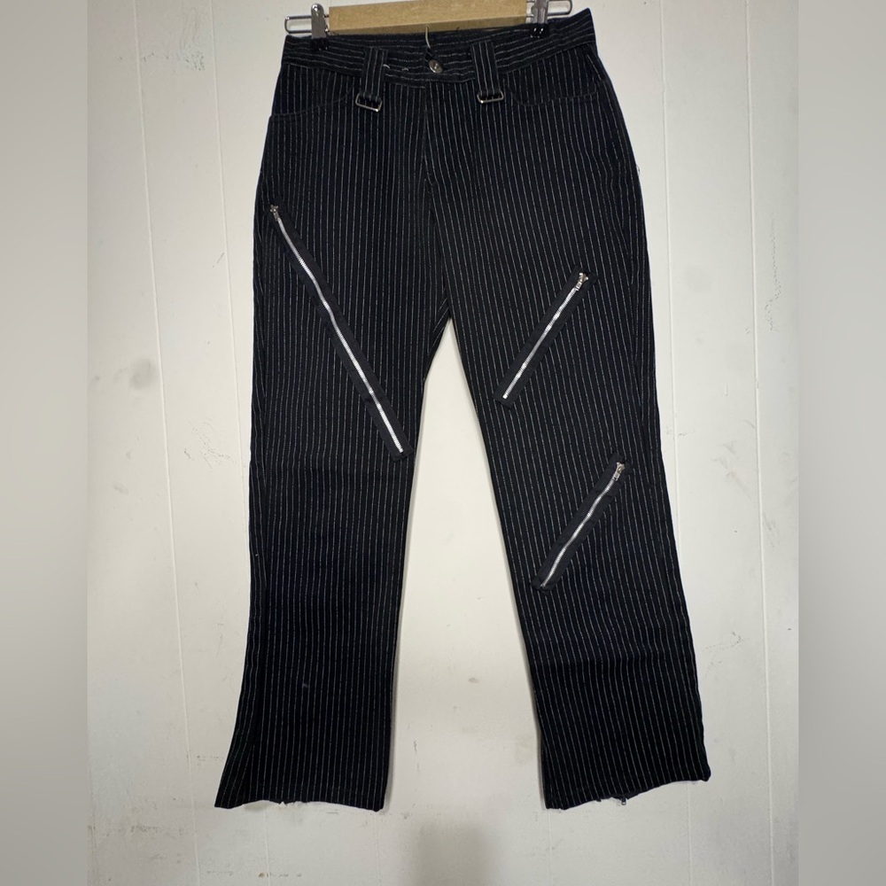 Super Low Fat Black Pinstripe Pants